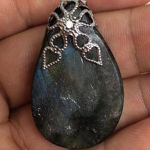 Comprar piedra Mineral Labradorita colgante acero LJCA6A