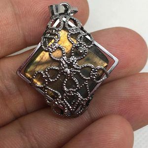 Comprar piedra Mineral Labradorita colgante acero LJCA8A