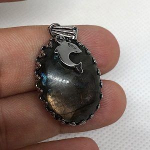 Comprar piedra Mineral Labradorita colgante acero LJCA9A