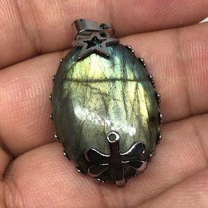 Comprar piedra Labradorita colgante acero LJCA12A