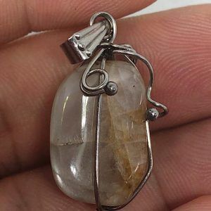 Colgante piedra luna piedra sol en acero PLJC4A