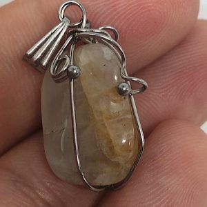 Colgante piedra luna piedra sol en acero PLJC4A