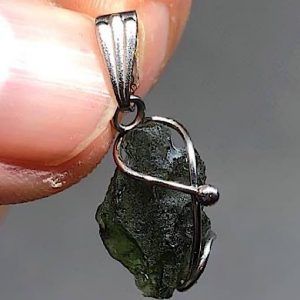 Moldavita piedra auténtica colgante acero MMJ12A joya personalizada artesanal