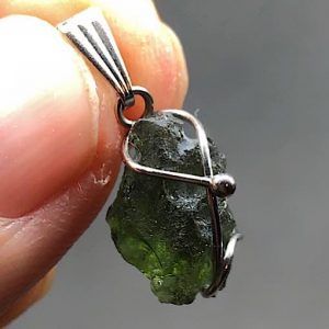 Moldavita piedra auténtica colgante acero MMJ12A joya personalizada artesanal