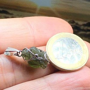Moldavita piedra auténtica colgante acero MMJ12A joya personalizada artesanal