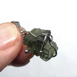 Moldavita moldavite piedra auténtica colgante acero MMJ15A2 especial conexión joya personalizada artesanal
