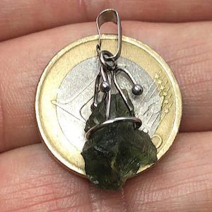 Moldavita piedra auténtica colgante acero pequeño MMJ12A joya personalizada artesanal