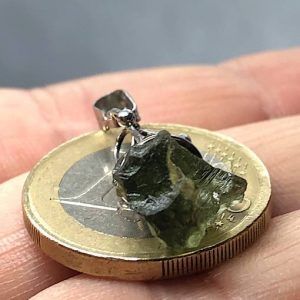 Moldavita piedra auténtica colgante acero pequeño MMJ12A joya personalizada artesanal