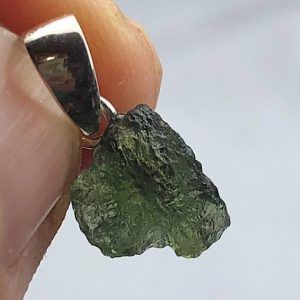 Moldavita piedra auténtica colgante de acero plata MJCAP2B-1 joya personalizada artesanal