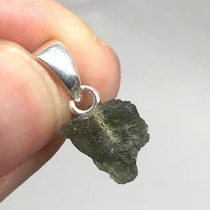 Moldavita moldavite piedra auténtica colgante plata MJCAP1B-1 joya personalizada artesanal