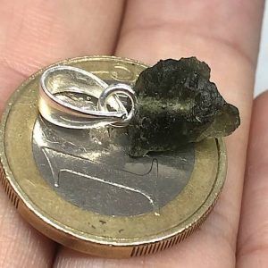 Moldavita moldavite piedra auténtica colgante plata MJCAP1B-1 joya personalizada artesanal