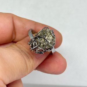 Anillo de Pirita en acero PJCA1A