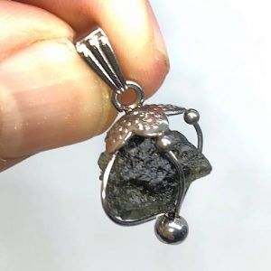Piedra Moldavita auténtica colgante acero ref MMJC10A2