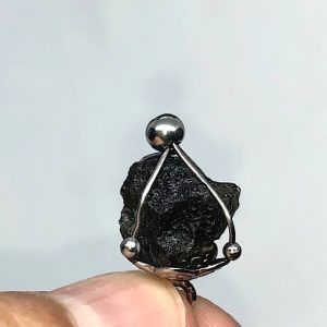 Piedra Moldavita auténtica colgante acero ref MMJC10A2