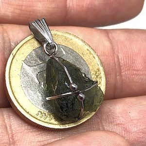 Moldavita moldavite piedra auténtica colgante plata MJCAP1B2 joya personalizada artesanal