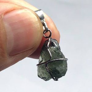 Moldavita moldavite piedra auténtica colgante plata MJCAP1B2 joya personalizada artesanal