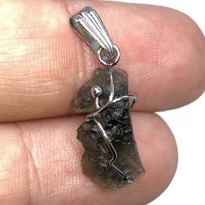 Moldavita moldavite piedra auténtica colgante plata MJCAA1B3 joya personalizada artesanal
