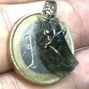 Moldavita moldavite piedra auténtica colgante plata MJCAA1B3 joya personalizada artesanal