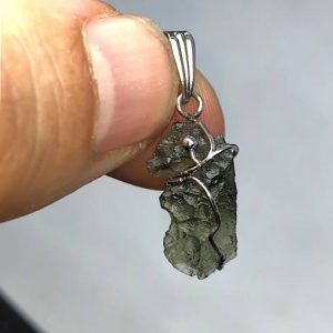 Moldavita moldavite piedra auténtica colgante plata MJCAA1B3 joya personalizada artesanal