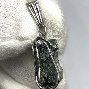 Moldavita moldavite piedra auténtica colgante acero MMJ15A3 especial conexión joya personalizada artesanal