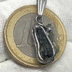 Moldavita moldavite piedra auténtica colgante acero MMJ15A3 especial conexión joya personalizada artesanal