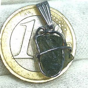 Moldavita moldavite piedra auténtica colgante acero MMJ12A-2 joya personalizada artesanal