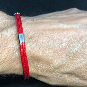 Pulsera Roja y acero de PROTECCIÓN en Madrid PRARC2