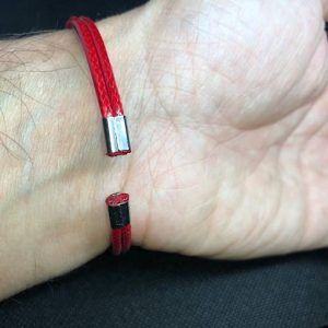 Pulsera Roja y acero de PROTECCIÓN en Madrid PRARC2