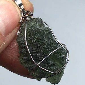 Moldavita piedra auténtica colgante acero pequeño MMJ16A joya personalizada artesanal