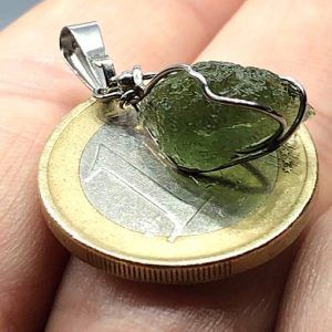 Moldavita piedra auténtica colgante acero pequeño MMJ14A joya personalizada artesanal