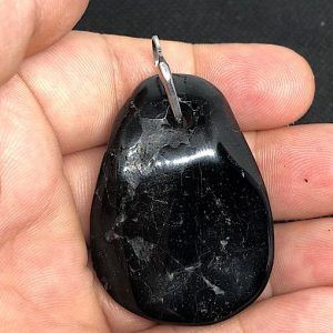 Comprar Colgante de Turmalina negra con búho de la suerte de acero TNJCA9A