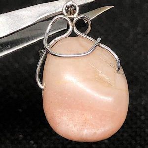 Colgante piedra luna piedra sol en acero PLJC14A