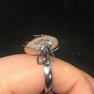 Anillo de piedra luna piedra sol en acero PLJA1B