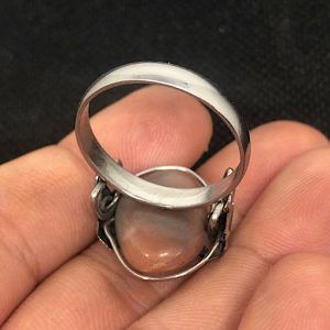 Anillo de piedra luna piedra sol en acero PLJA1B