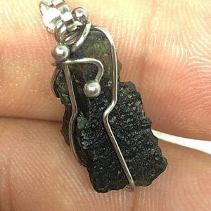 Moldavita piedra auténtica colgante acero pequeño MMJ12A joya personalizada artesanal