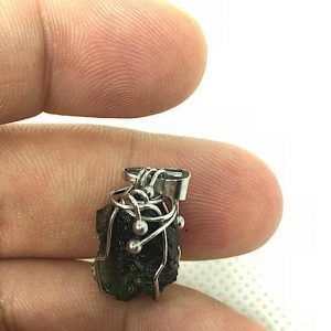 Moldavita piedra auténtica colgante acero pequeño MMJ14A joya personalizada artesanal