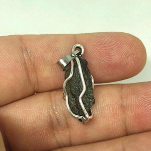 Moldavita piedra auténtica colgante de acero plata MJCAP1B joya personalizada artesanal