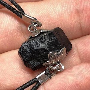 Pulsera de goma extensible con turmalina negra pulsera negra en Madrid TNPC2A