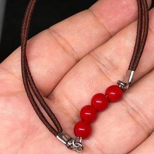 Pulsera de goma extensible con bolitas rojas en Madrid PBR3B