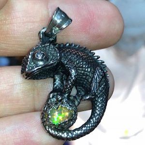 Ópalo piedra preciosa precio colgante acero Camaleón OPALOJC1A 1