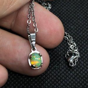 Comprar precio ópalo piedra natural colgante acero OPALJCA6A1 y cadena de acero