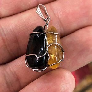 Cuarzo citrino obsidiana colgante de acero Ref CCOBJCA1A comprar