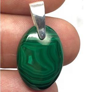 Comprar Colgante malaquita autentica anilla pequeñita plata MALQCP5A en Madrid