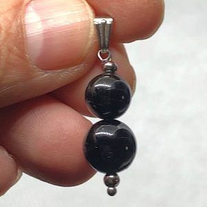 Comprar Colgante de Turmalina negra doble bola y acero TNJCA15A