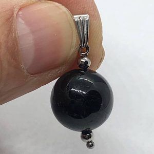 Comprar Colgante de Turmalina negra bola y acero TNJCA13A