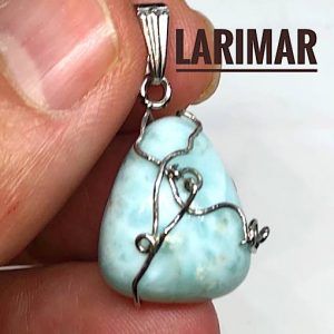 Comprar colgante acero larimar mineral piedra precio ref LarimarCAG2