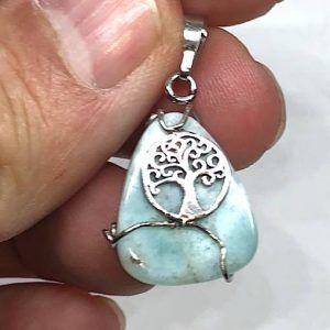 Comprar colgante acero larimar mineral piedra precio ref LarimarCAG2