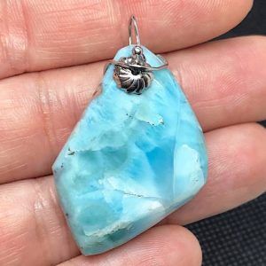 Comprar colgante Acero larimar mineral piedra precio grande ref LarimarCAG2