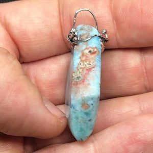 Comprar colgante Acero larimar mineral piedra precio grande ref LarimarCAG2