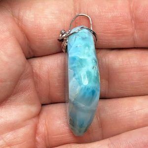 Comprar colgante Acero larimar mineral piedra precio grande ref LarimarCAG2